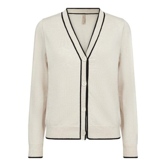 NWT SOYA CONCEPT Cream & Black Button Down Cardigan Regular Fit - Picture 1 of 2